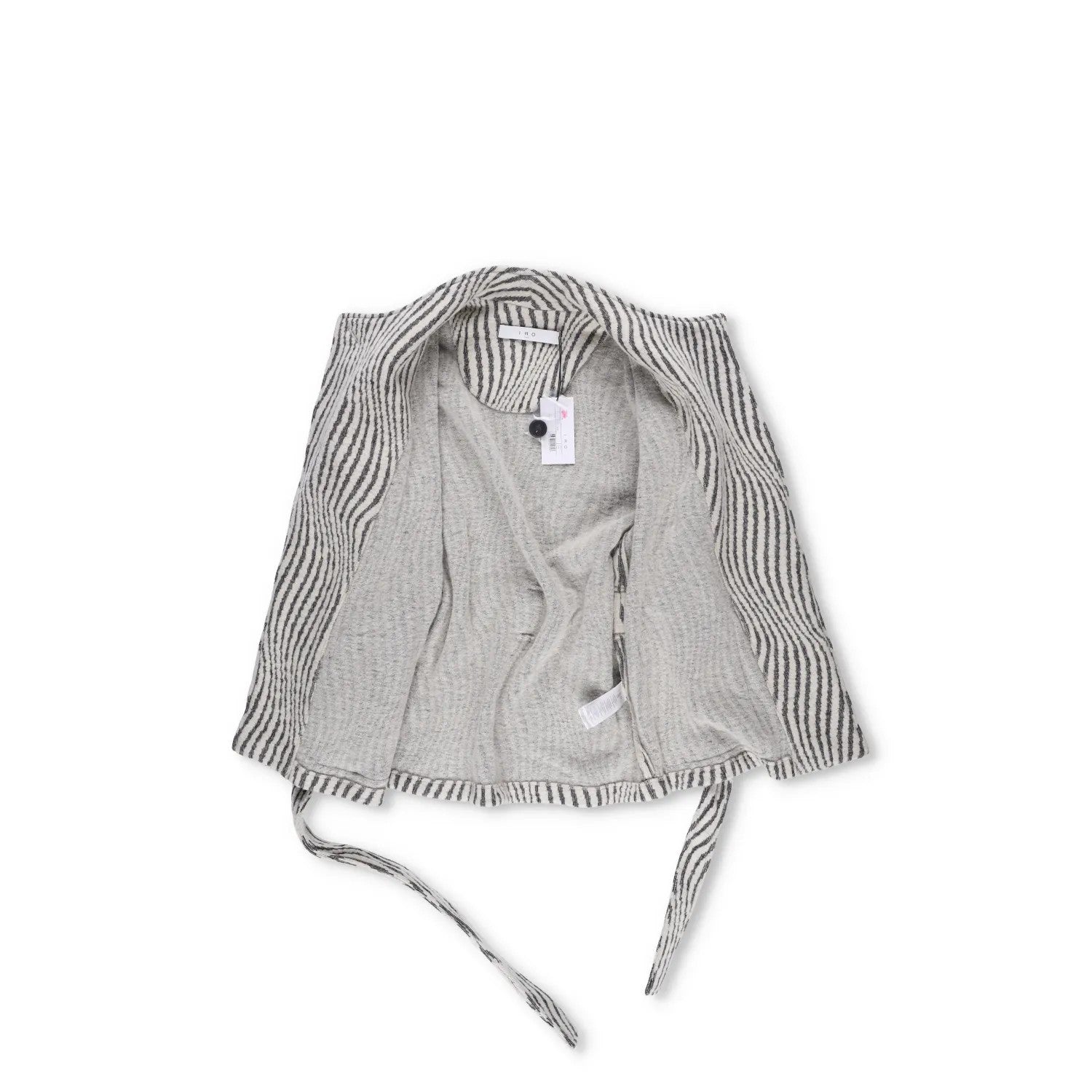 IRO PARIS Womens Kimono Jacket Wool Blend Grey White Striped Size 36 RRP 500 — View 9
