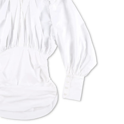 MONOT Womens Long Sleeve Big Lapel Shirt Mini Dress White Collared Size 2 RRP839 — View 4