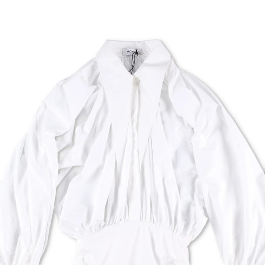 MONOT Womens Long Sleeve Big Lapel Shirt Mini Dress White Collared Size 2 RRP839 — View 2