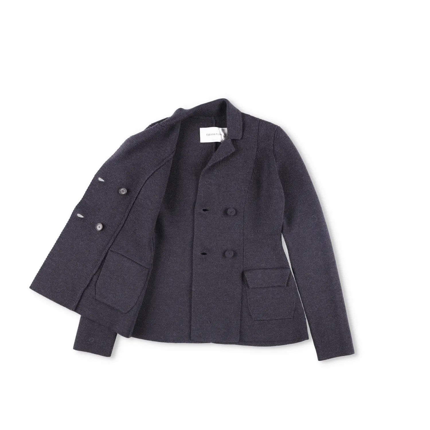 FABIANA FILIPPI Womens Blazer Wool Grey Double Breasted Pockets Size 8 RRP 600 — View 7
