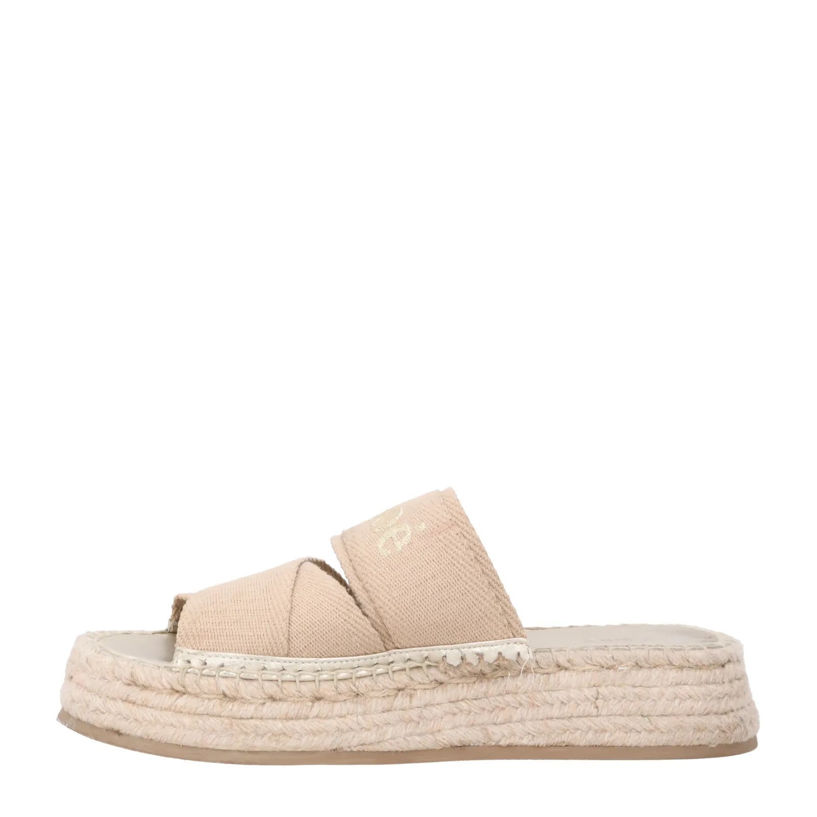 CHLOE Womens Mila Espadrille Flatform Slipper Beige Canvas Open Toe UK 5 RRP 462 — View 4