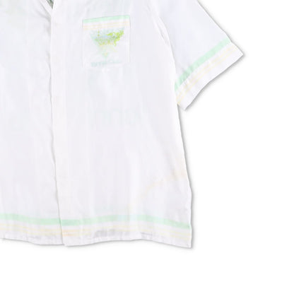 CASABLANCA Men Cuban Collar Short Sleeve Shirt Icon Pastelletenn White XL RRP785 — View 4
