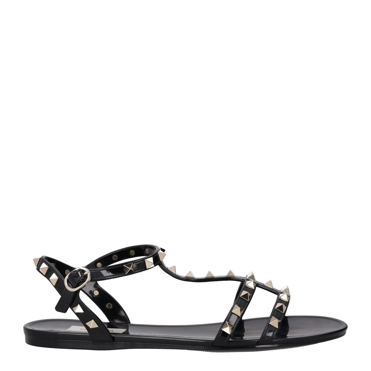 VALENTINO Womens Sandals Studded Strappy Black Synthetic Flat UK 8 RRP 780