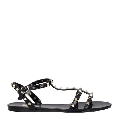 VALENTINO Womens Sandals Studded Strappy Black Synthetic Flat UK 8 RRP 780