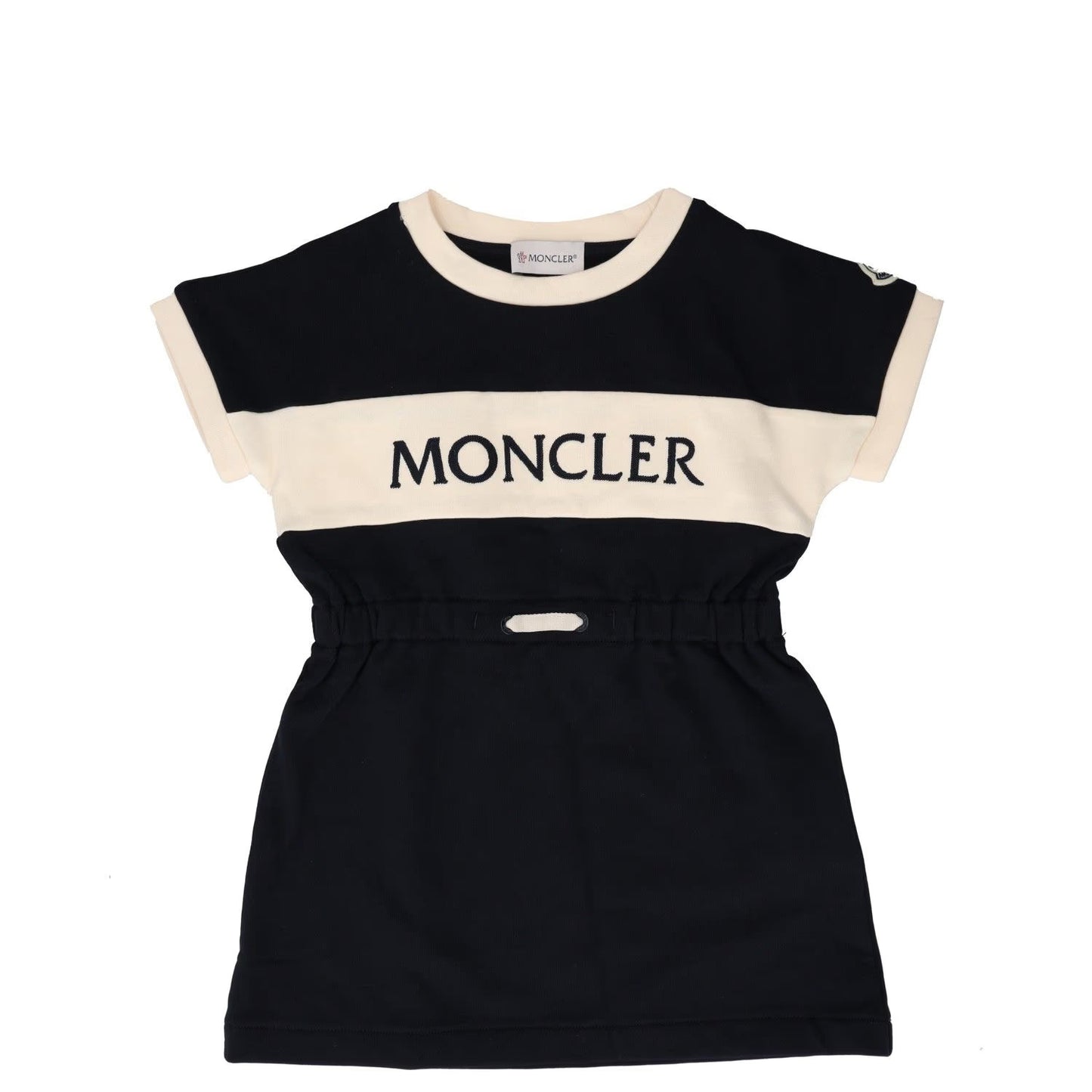 MONCLER KIDS Girls Dress Navy Mini Blue Cotton Short Sleeve Crew 4 Years RRP 248