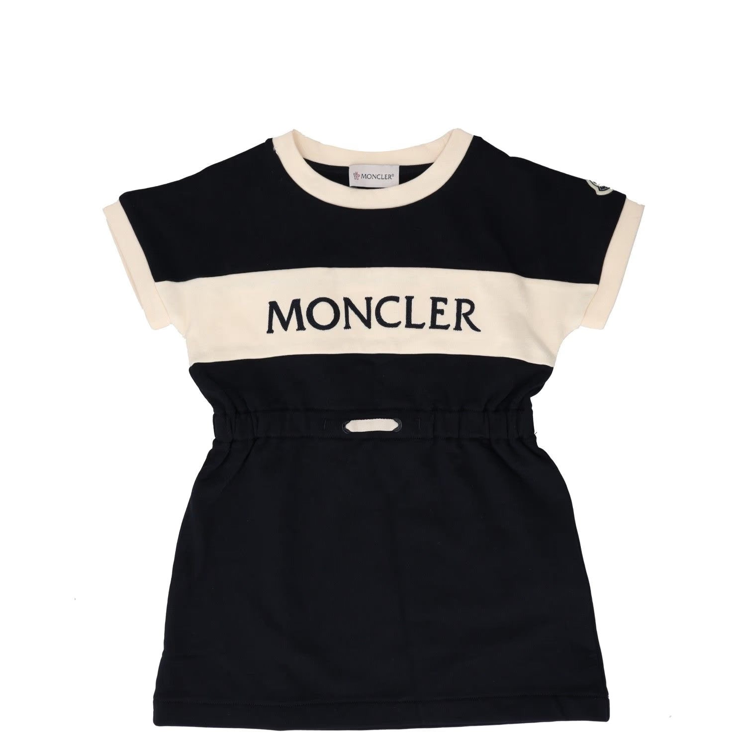 MONCLER KIDS Girls Dress Navy Mini Blue Cotton Short Sleeve Crew 4 Years RRP 248