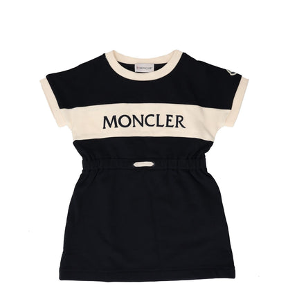 MONCLER KIDS Girls Dress Navy Mini Blue Cotton Short Sleeve Crew 4 Years RRP 248