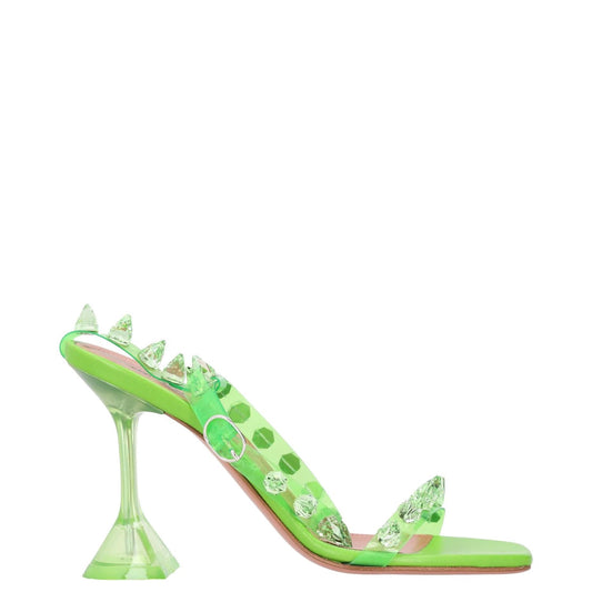 AMINA MUADDI Women Slingback Heels Synthetic Green Studded Open Toe UK5.5 RRP600