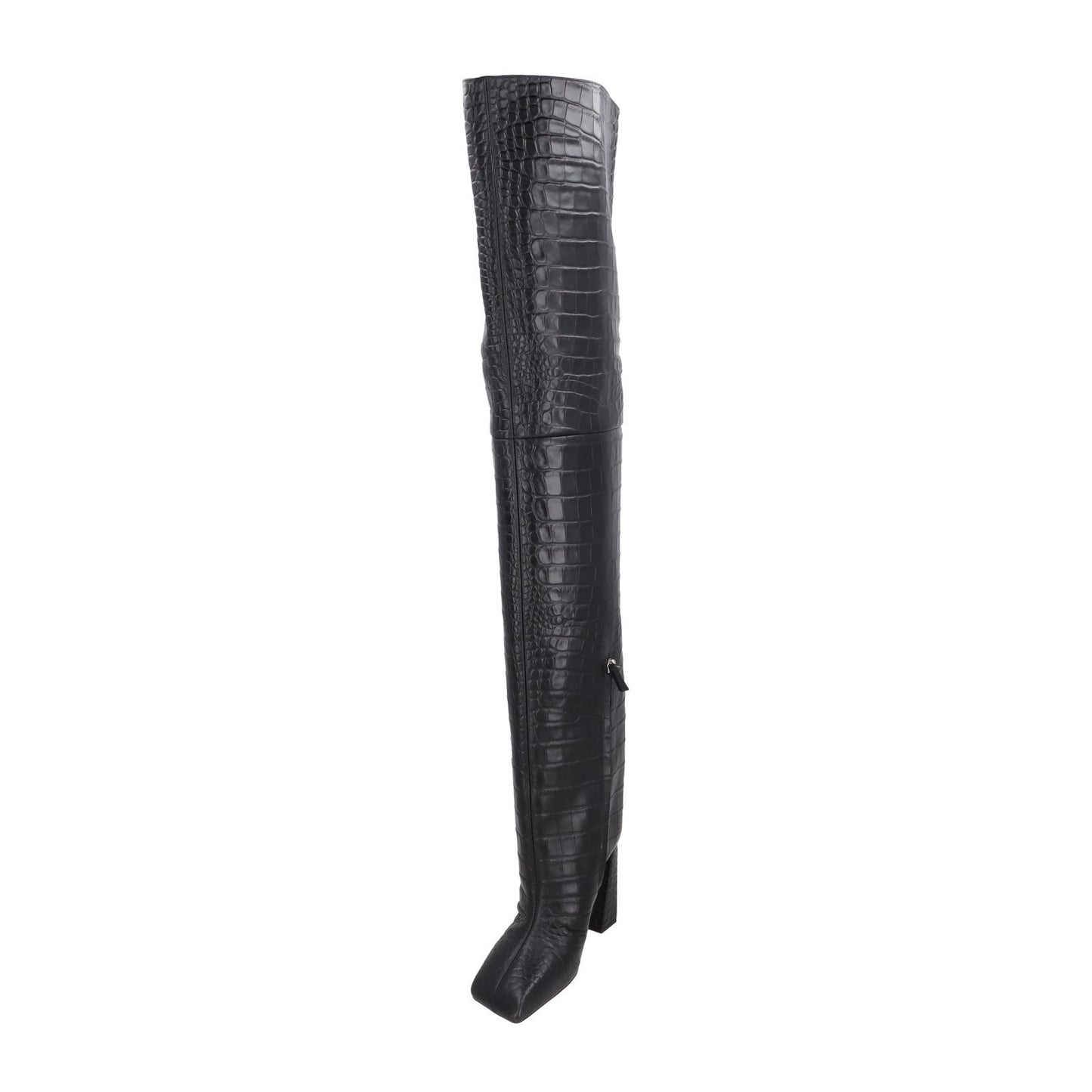AMINA Womens Marine 95 High Heel Square Toe Thigh High Boot Croc UK 5 RRP 1650 — View 3