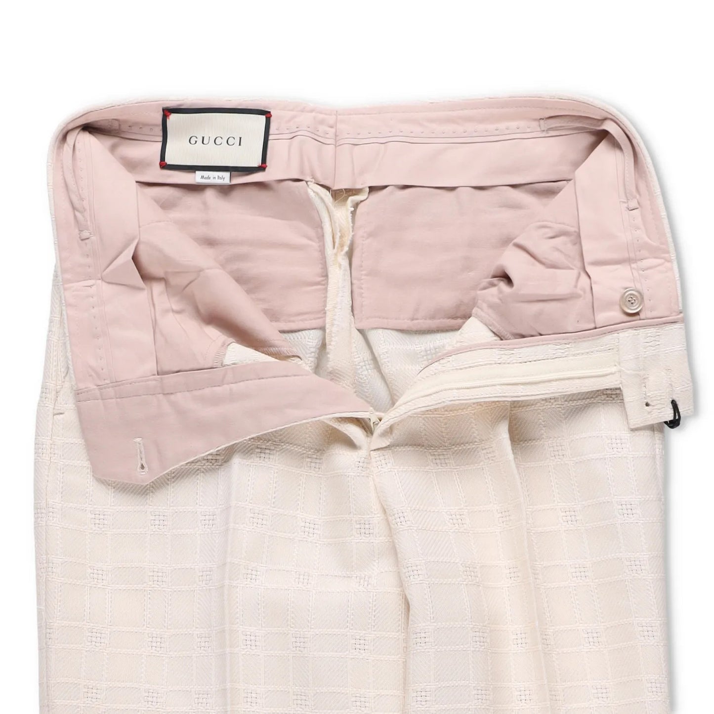 GUCCI Womens Trousers Ivory Cotton Wool Blend Check Flared Leg 40 RRP 550 — View 7