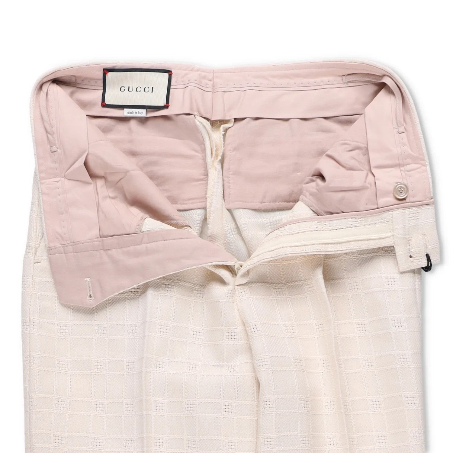 GUCCI Womens Trousers Ivory Cotton Wool Blend Check Flared Leg 40 RRP 550 — View 7