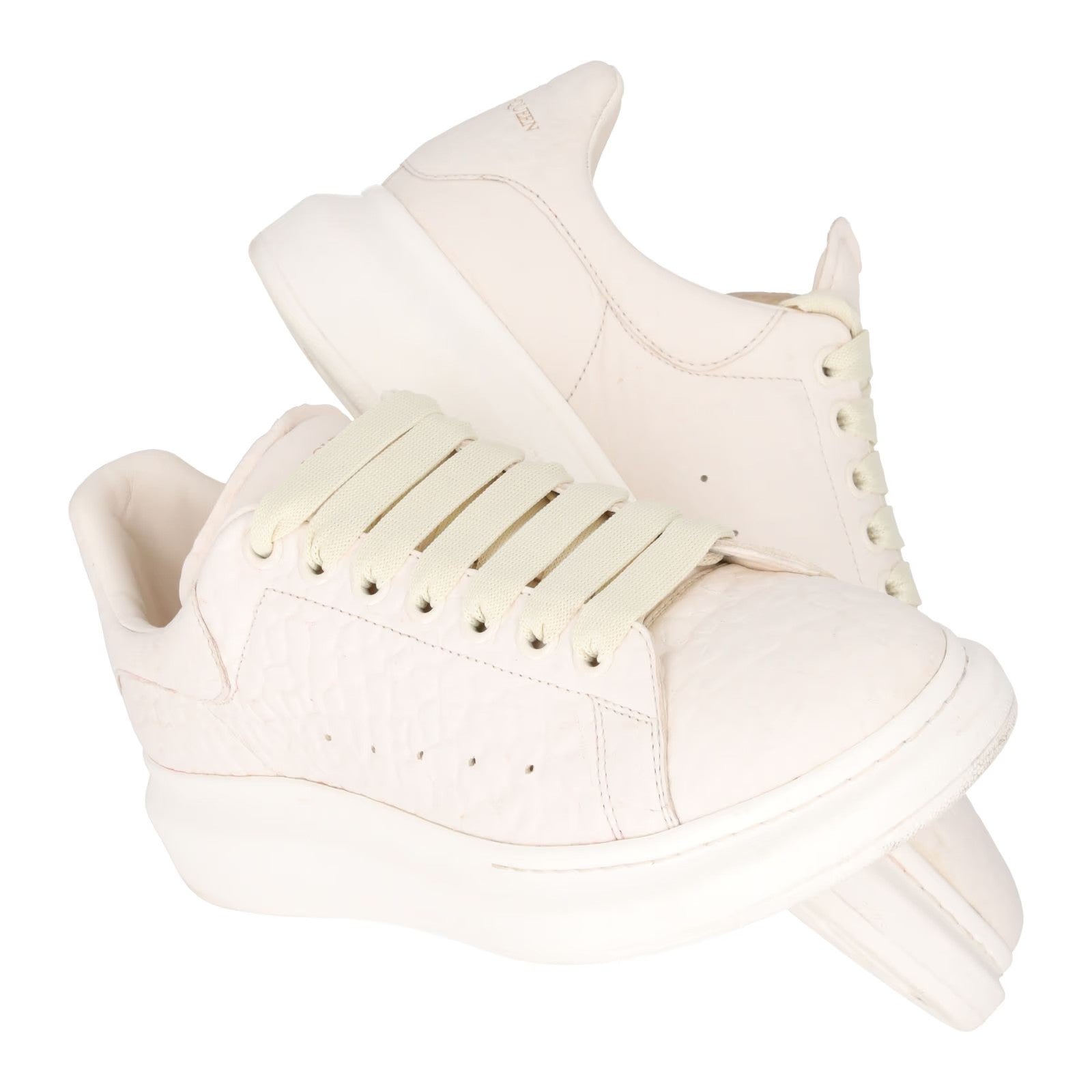 ALEXANDER MCQUEEN Mens Chunky Grain Sneaker Leather White Low Top EU 42 RRP 595 — View 8
