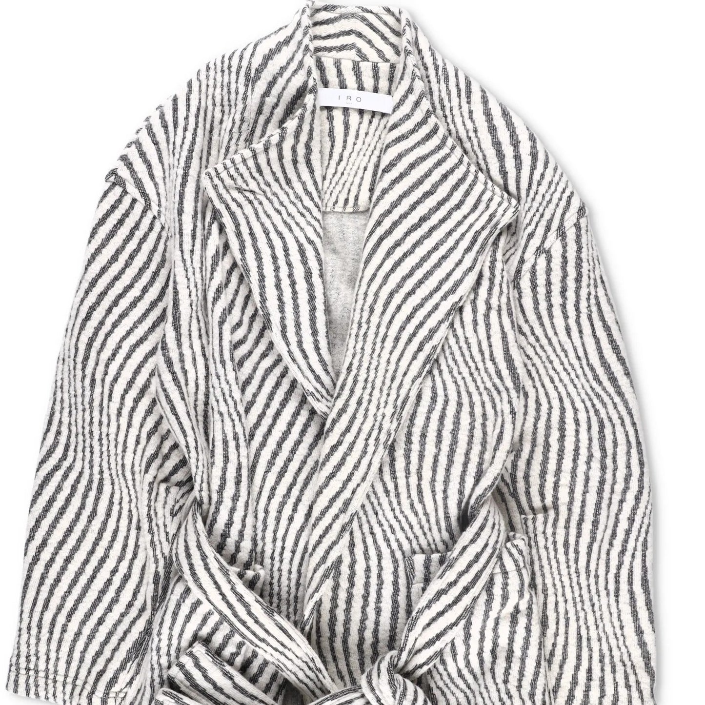 IRO PARIS Womens Kimono Jacket Wool Blend Grey White Striped Size 36 RRP 500 — View 3