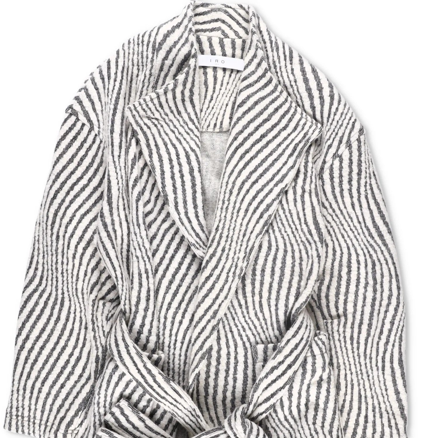 IRO PARIS Womens Kimono Jacket Wool Blend Grey White Striped Size 36 RRP 500 — View 3