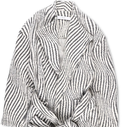 IRO PARIS Womens Kimono Jacket Wool Blend Grey White Striped Size 36 RRP 500 — View 3