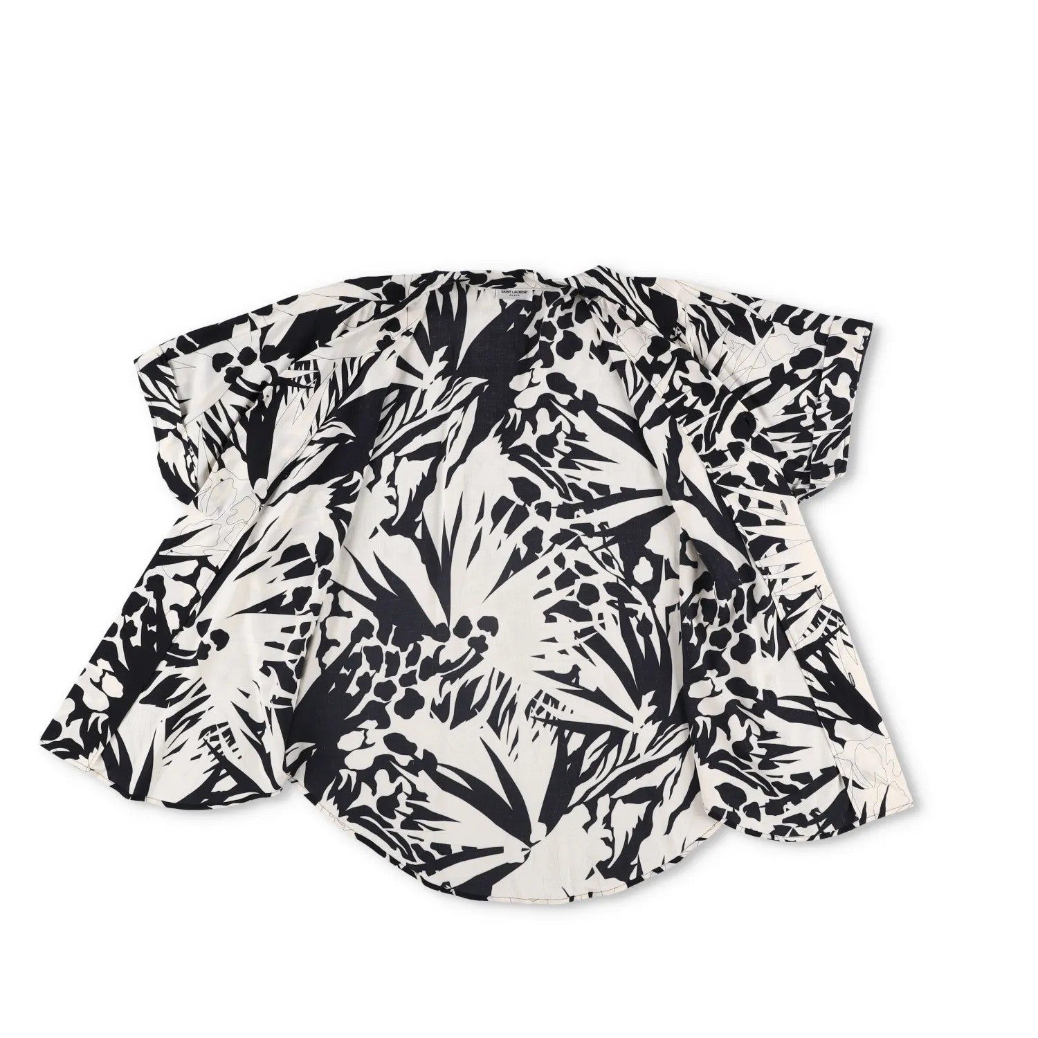 SAINT LAURENT Mens Button-Up Shirt Viscose Black White Short Sleeve 39 RRP 545 — View 9