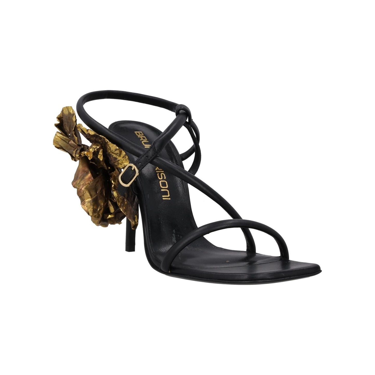 BRUNO FRISONI Womens Black Leather Stiletto Sandals Flower EU 38.5 RRP 1195 — View 2