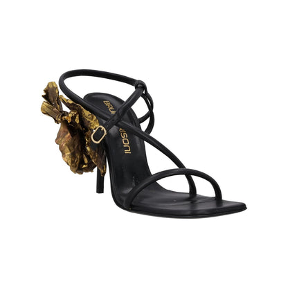 BRUNO FRISONI Womens Black Leather Stiletto Sandals Flower EU 38.5 RRP 1195 — View 2