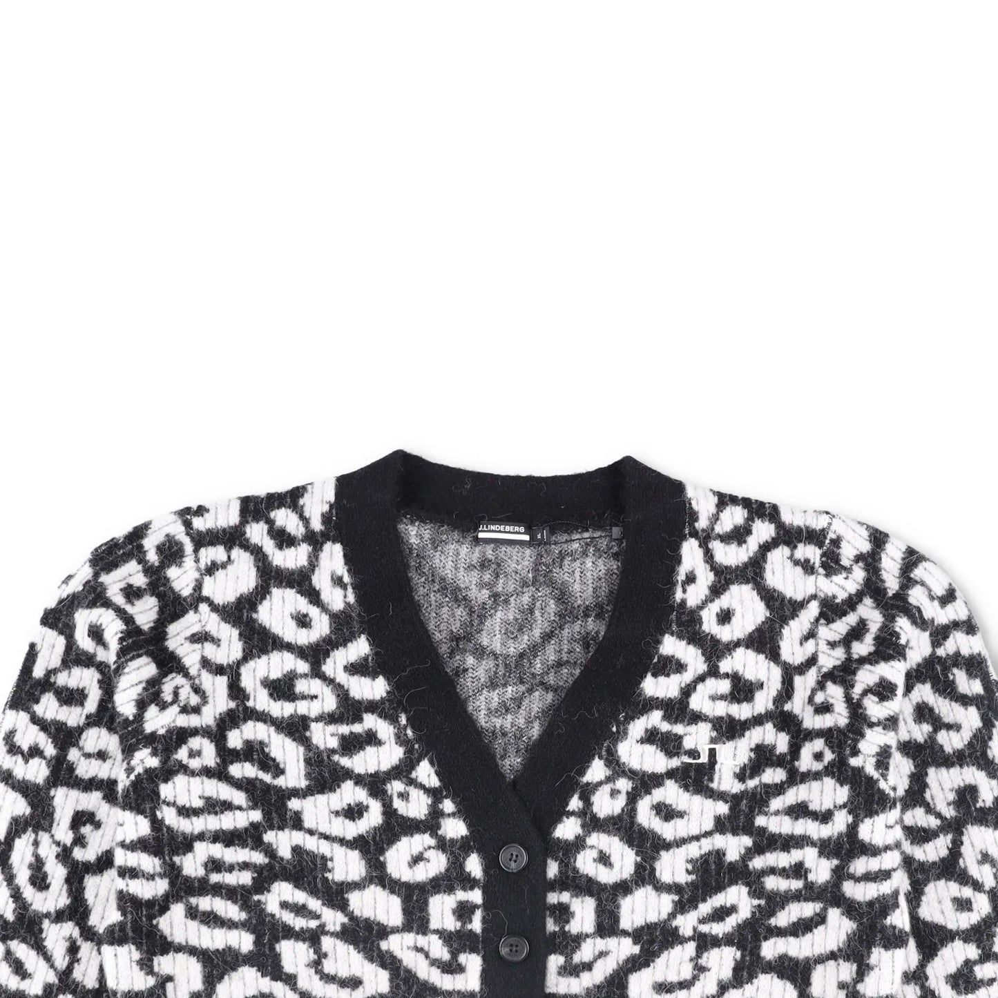 J.LINDEBERG Womens Mallory Cropped Cardigan Black White Long Sleeve XL RRP 190 — View 2