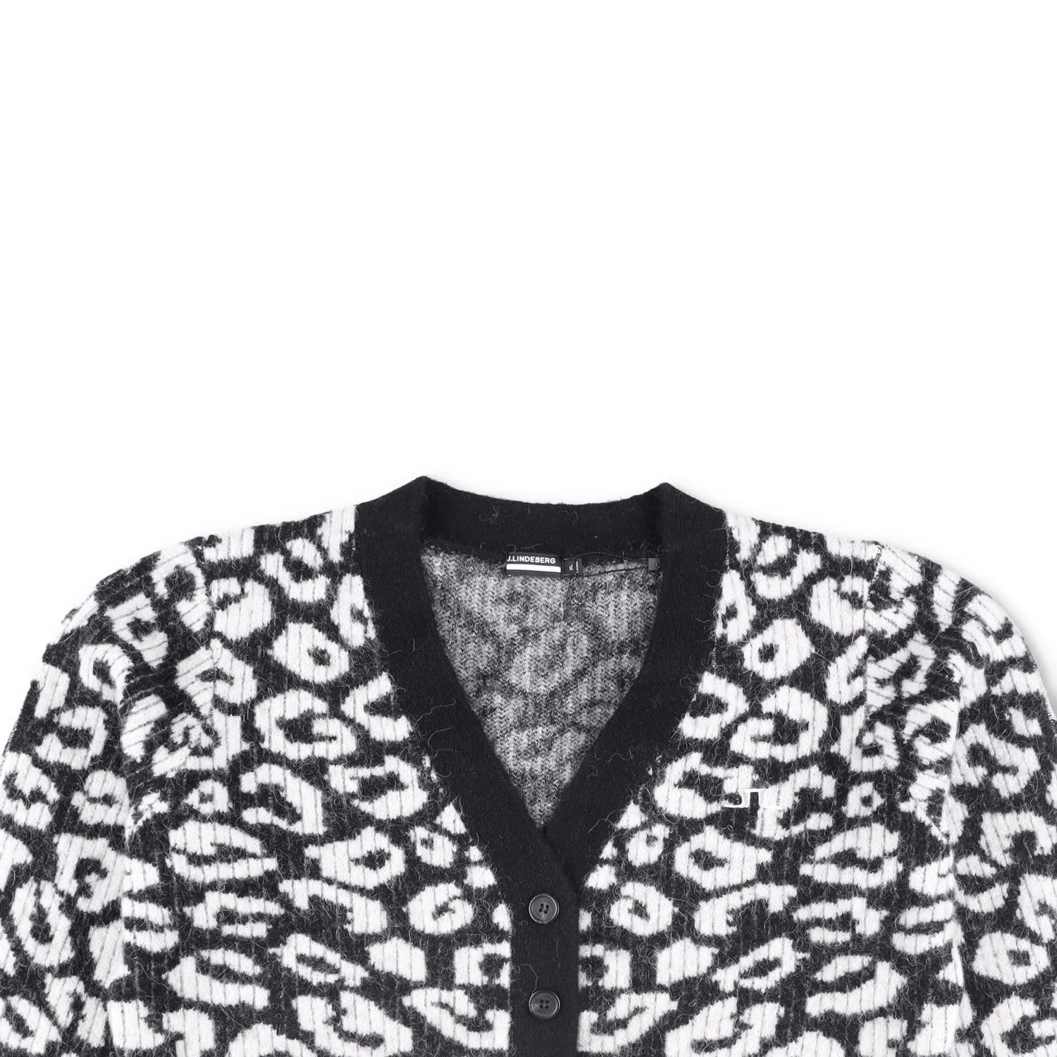J.LINDEBERG Womens Mallory Cropped Cardigan Black White Long Sleeve XL RRP 190 — View 2