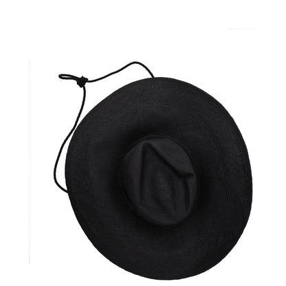 RUSLAN BAGINSKIY Womens Wide Brim Straw Fedora Hat Black Size M RRP 520 — View 7