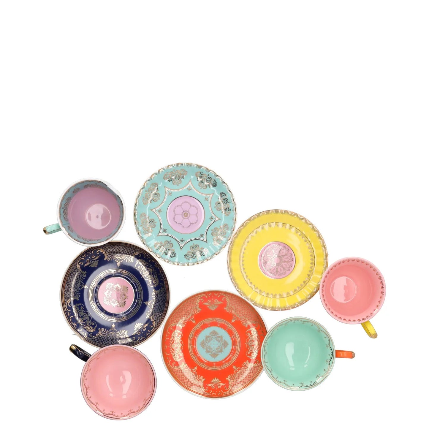 POLS POTTEN Set Of 4 Grandpa Tea Set Teacups and Saucers Multicoloured OS RRP115 — View 9