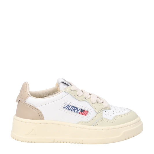 AUTRY Unisex Kids Medalist Trainers Leather Low Top Cream EU 32 RRP 165