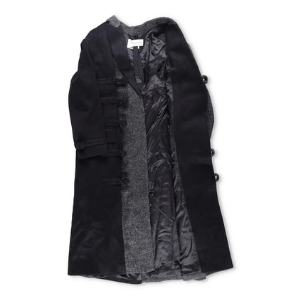FENG CHEN WANG Mens Multi Flannel Stripe Overcoat Black Grey Size XL RRP 1275 — View 7