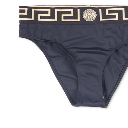 VERSACE Womens Bikini Bottom Logo Elasticated Waist Black Bikini Size 3 RRP 150 — View 3