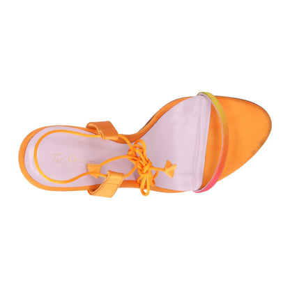 TITI ADESA Yara Strappy Sandals Orange Satin Leather High Heel EU 40 RRP 550 — View 7