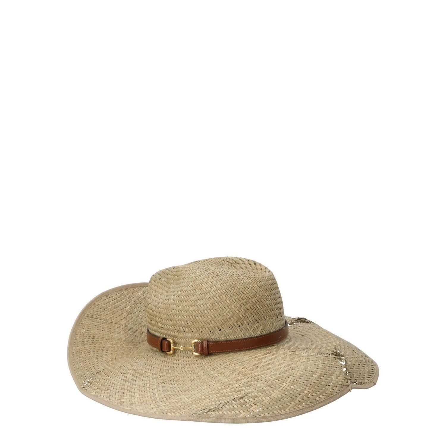 GUCCI Womens Straw Mora Hat Neutrals Fedoras Cotton Blend Size M RRP 435