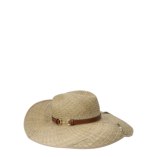 GUCCI Womens Straw Mora Hat Neutrals Fedoras Cotton Blend Size M RRP 435