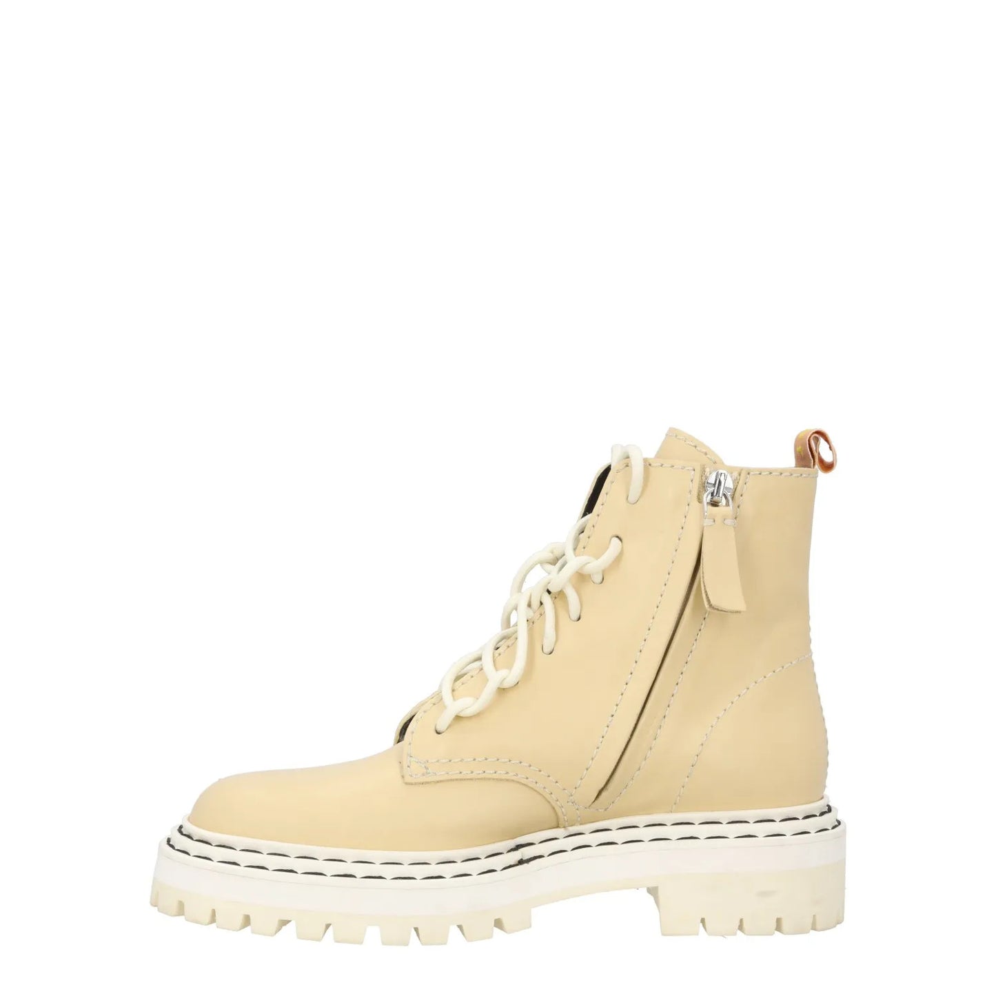 PROENZA SCHOULER Womens Leather Combat Boots Beige Lace Up Ankle UK 3 RRP 795 — View 4