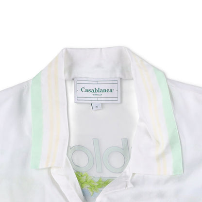 CASABLANCA Men Cuban Collar Short Sleeve Shirt Icon Pastelletenn White XL RRP785 — View 7