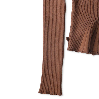 MUGLER Womens Top T-Shirt Low Neck Cropped Long Sleeve Brown Size S RRP 60 — View 6