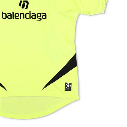 BALENCIAGA Mens Football Shirt Yellow Cotton T-Shirt Logo Crew Neck XS RRP950 — View 4