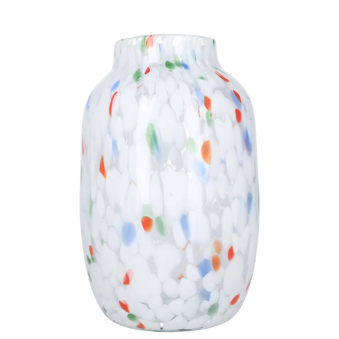 HAY Adults Vase White Glass Multicoloured Speckles Decorative Size L RRP 95