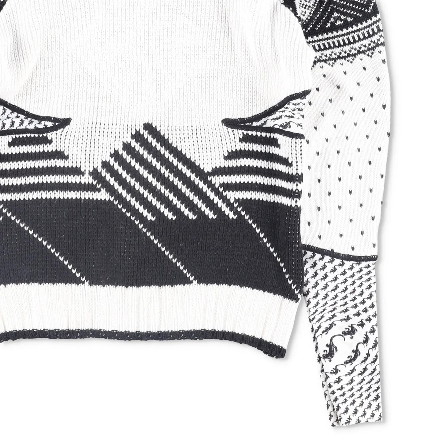MARINE SERRE Womens Jumper Wool Grey White Black Knitted Crew Neck Size M RRP500 — View 4