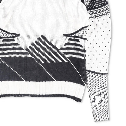 MARINE SERRE Womens Jumper Wool Grey White Black Knitted Crew Neck Size M RRP500 — View 4