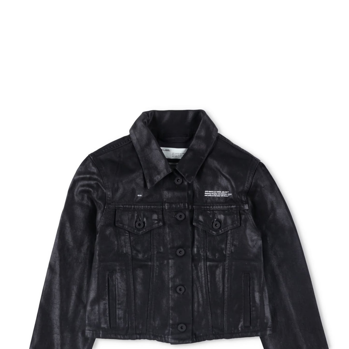 OFF-WHITE Womens Cropped Jacket Black Cotton Button Closure Size 38 RRP 850 — View 2
