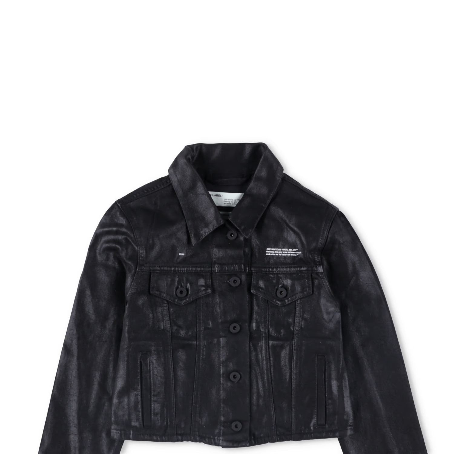 OFF-WHITE Womens Cropped Jacket Black Cotton Button Closure Size 38 RRP 850 — View 2
