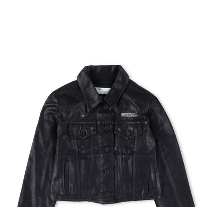 OFF-WHITE Womens Cropped Jacket Black Cotton Button Closure Size 38 RRP 850 — View 2