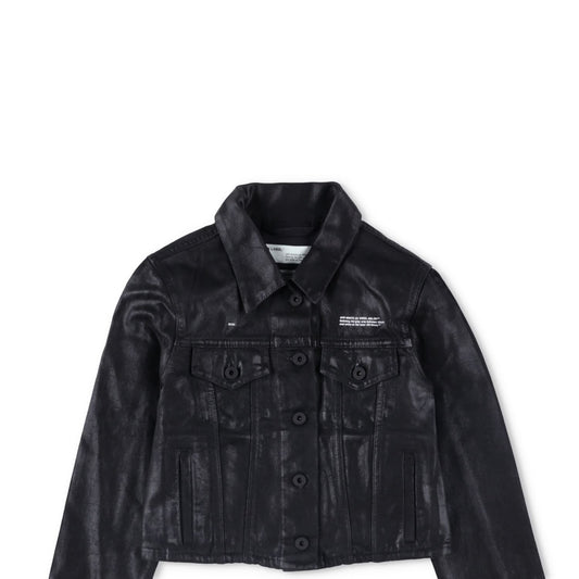 OFF-WHITE Womens Cropped Jacket Black Cotton Button Closure Size 38 RRP 850 — View 2