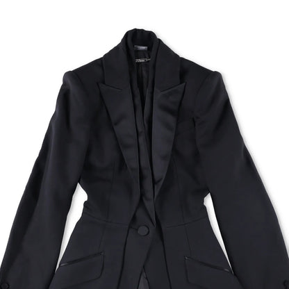 ALEXANDER MCQUEEN Womens Formal Blazer Black Cotton Blend Mid Length 38 RRP 700 — View 2