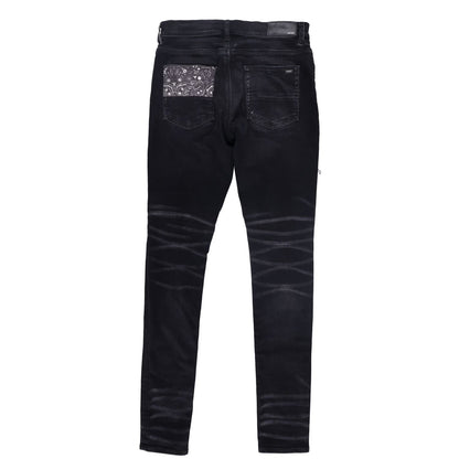 AMIRI Mens Vint Bandana Artpatch Skinny Jeans Black Embroidered Size 31 RRP 1290 — View 10
