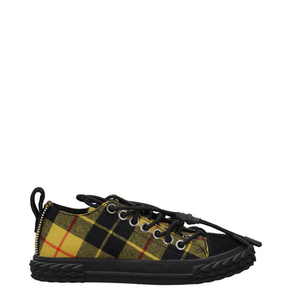 GIUSEPPE ZANOTTI Womens Trainers Yellow Synthetic Checkered Low Top UK 3 RRP 400