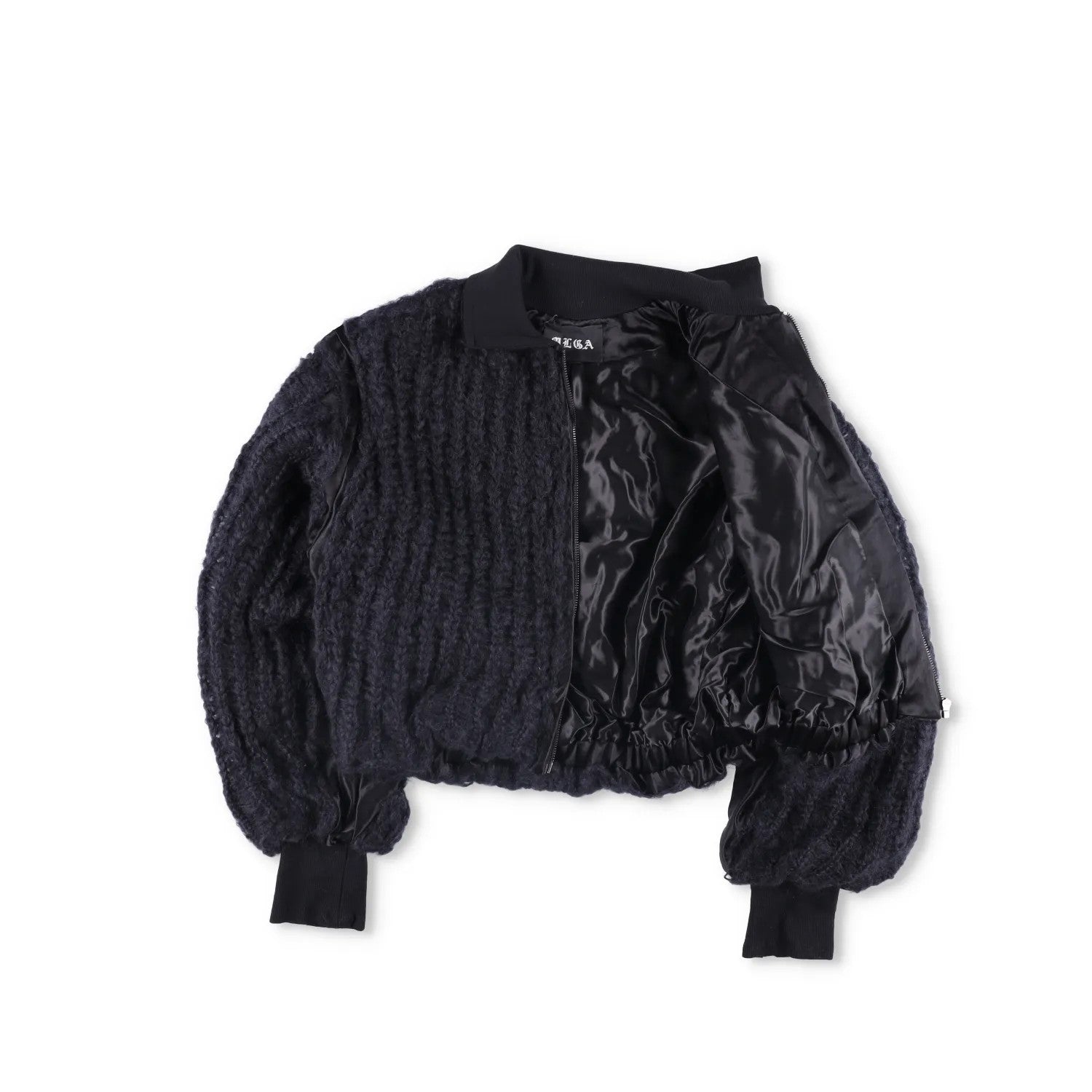 MLGA Mens Hand Knitted Bomber Jacket 07 Silk And Steel Black Size S RRP 1630 — View 5
