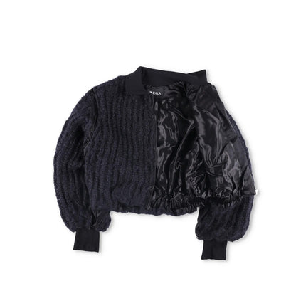 MLGA Mens Hand Knitted Bomber Jacket 07 Silk And Steel Black Size S RRP 1630 — View 5