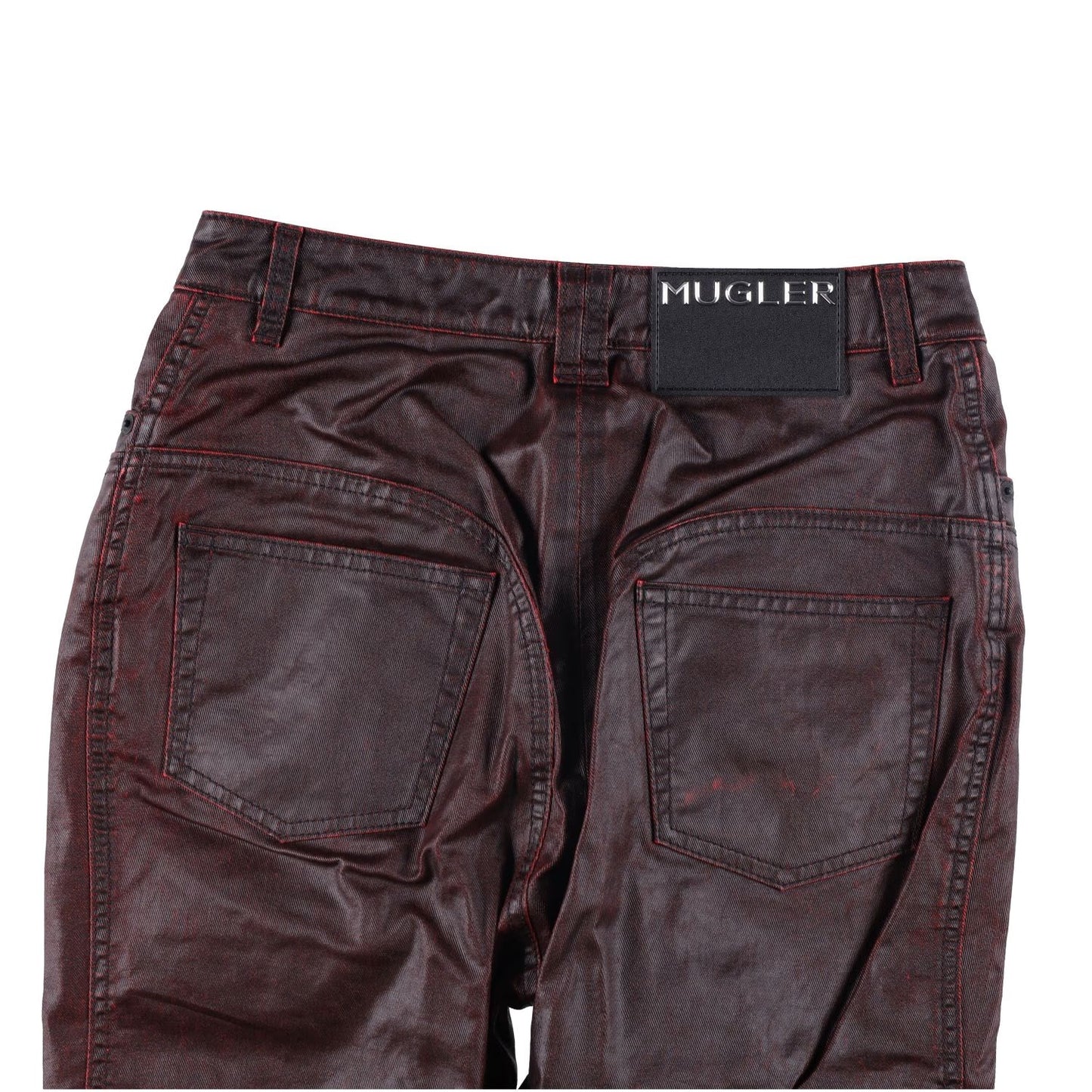 MUGLER Womens Jeans Flared Leg Denim Burgundy High Rise Size 40 RRP 770 — View 11