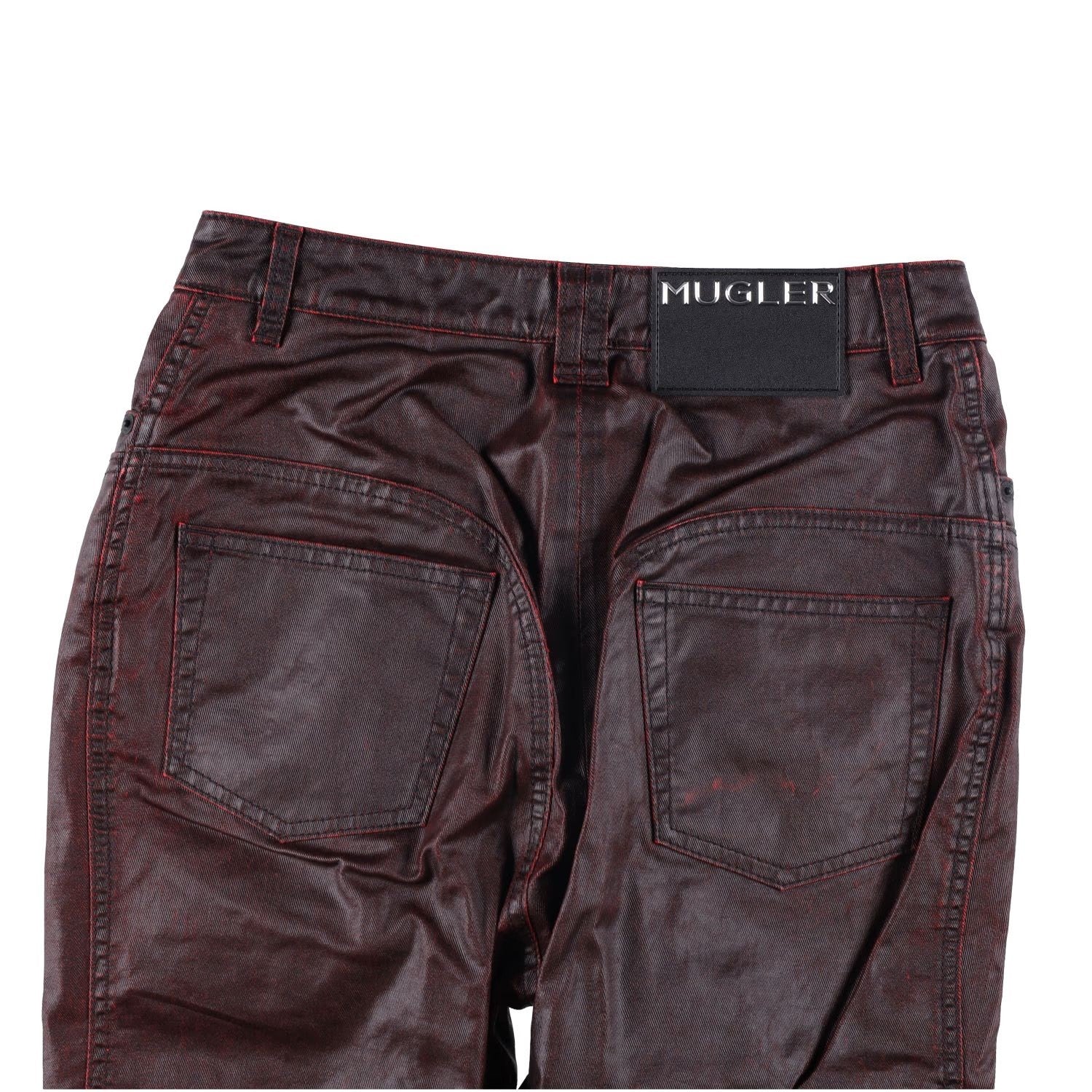 MUGLER Womens Jeans Flared Leg Denim Burgundy High Rise Size 40 RRP 770 — View 11